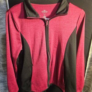 St John Bay Purple/Black Long Sleeve 1/4 Zip Fleece Sweatshirt Women's Size PM